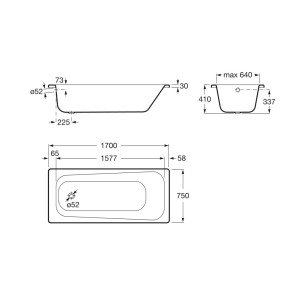 ROCA Body Plus Baignoire 1700X750 A/Fad Blanc - A237950000