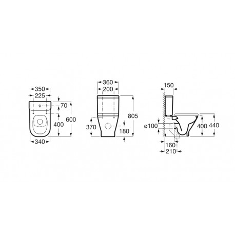 Cuvette WC compacte duale sans bride Rimless THE GAP - ROCA A342737000
