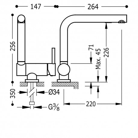 Mitigeur évier rabattable Acier - TRES 030335AC