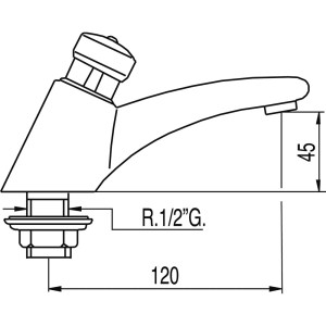 Robinet pour lavabo sur plage entrée tuyau 10x12. Fermeture automatique à 15 secondes. Débit 6,5 l/min. - TRES 112103