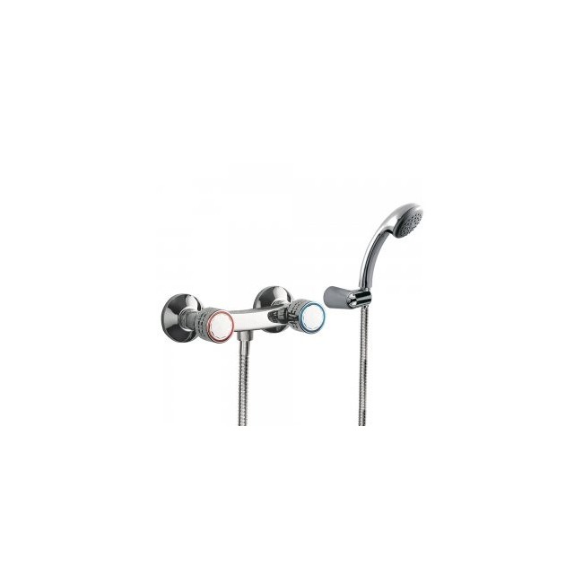 Mélangeur douche Douchette à main anticalcaire avec support orientable. Flexible double agrafage - TRES 123167