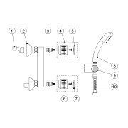 Mélangeur douche Douchette à main anticalcaire avec support orientable. Flexible double agrafage - TRES 123167
