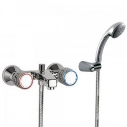 Mélangeur bain‑douche Douchette à main anticalcaire avec support orientable. Flexible double agrafage - TRES 123170