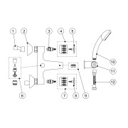Mélangeur bain‑douche Douchette à main anticalcaire avec support orientable. Flexible double agrafage - TRES 123170