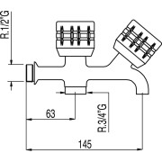Robinet d'arrivée d'eau pour lave‑linge 1/2” ‑ 3/4" - TRES 123515
