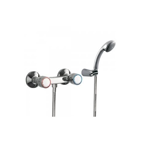 Mélangeur douche Douchette à main anticalcaire avec support orientable. Flexible double agrafage - TRES 123167
