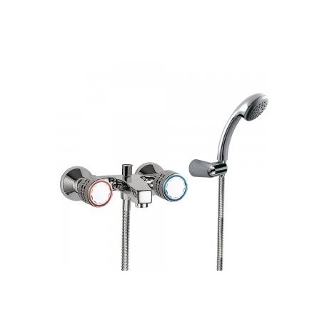 Mélangeur bain‑douche Douchette à main anticalcaire avec support orientable. Flexible double agrafage - TRES 123170