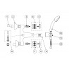 Mélangeur bain‑douche Douchette à main anticalcaire avec support orientable. Flexible double agrafage - TRES 123170