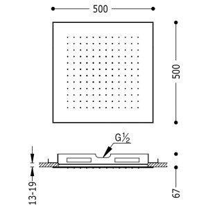 Douche acier inoxydable de tête anticalcaire 500x500 mm. - TRES 134951
