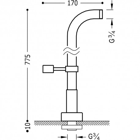 Prises d’eau au niveau du sol de la baignoire 2 unités avec support douche rotatif - TRES 161194