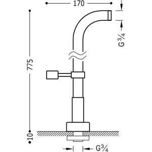 Prises d’eau au niveau du sol de la baignoire 2 unités avec support douche rotatif - TRES 161194