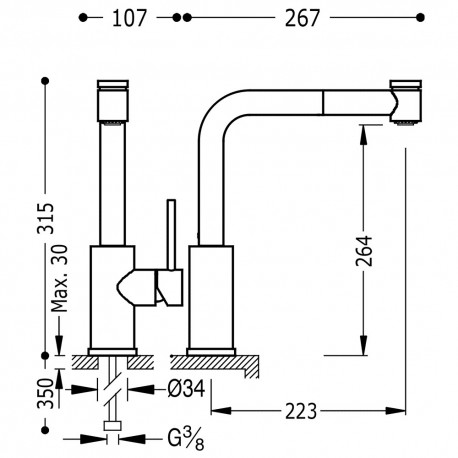 er avec bec extractible (2 fonctions) Chromé TOP - TRES 162438