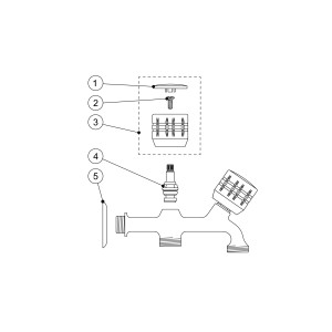 Robinet d'arrivée d'eau pour lave‑linge 1/2” ‑ 3/4" ‑ 3/4"  - TRES 02351501