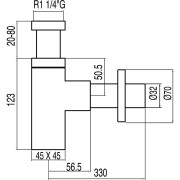 Siphon de lavabo apparent télescopique chromé  - TRES 13463420