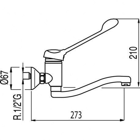 Mitigeur évier mural Manette medicale - TRES 17231811
