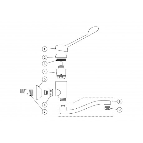 Mitigeur évier mural Manette medicale - TRES 17231811