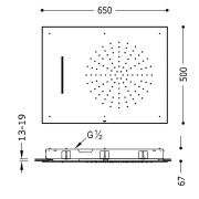  2 types de jet (Pluie/Cascade). 500x650 mm. Alimentation par 2 voies d'eau indépendante. - TRES 29997001