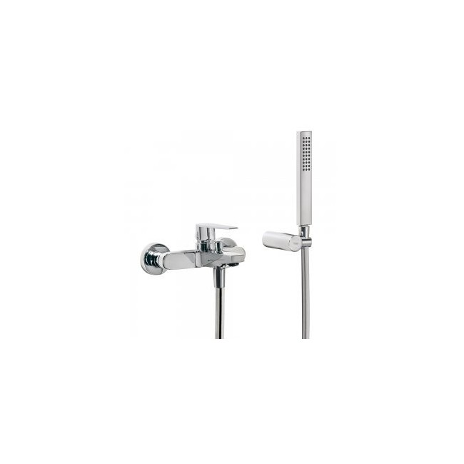 Mitigeur bain Douchette à main anticalcaire (299.631.08) avec support orientable et flexible satin (91.34.609). - TRES 20517001
