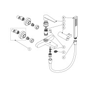 Mitigeur bain Douchette à main anticalcaire (299.631.08) avec support orientable et flexible satin (91.34.609). - TRES 20517001
