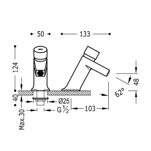 Robinet temporisé pour lavabo une seule eau Fermeture automatique à 6 secondes - TRES 01210302