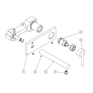 Mitigeur évier mural Corps encastré inclus et non divisible. Bec 160 mm. - TRES 08120001