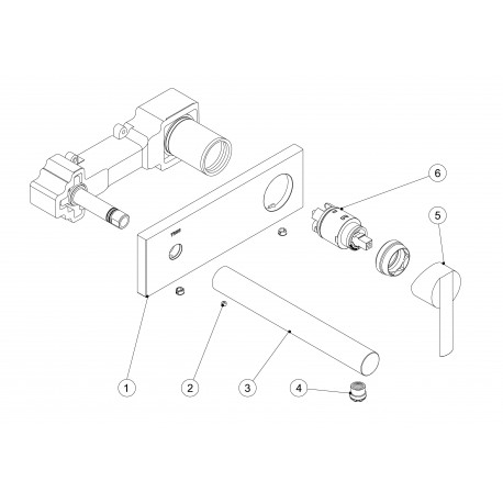 Mitigeur évier mural Corps encastré inclus et non divisible. Bec 210 mm. - TRES 08120021