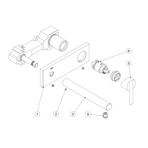 Mitigeur évier mural Corps encastré inclus et non divisible. Bec 210 mm. - TRES 08120021