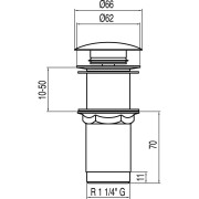 Bonde de lavabo sans trop‑plein  Ø 66 mm CLICK‑CLACK - TRES 13454060