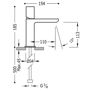 Mitigeur lavabo chromé LOFT  - TRES 20010302