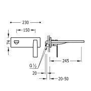 Mitigeur évier mural Corps encastré inclus et non divisible. Bec 245 mm. - TRES 20220004