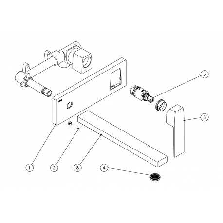 Mitigeur évier mural Corps encastré inclus et non divisible. Bec 245 mm. - TRES 20220004