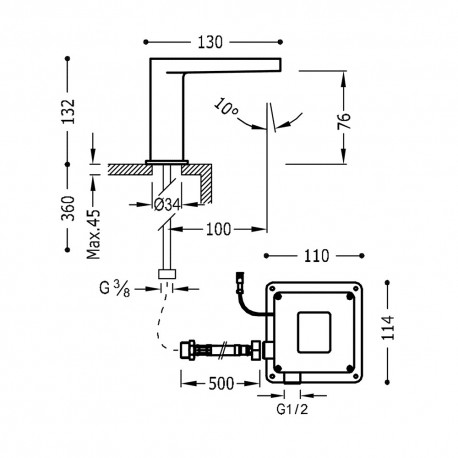 Robinet électronique de lavabo une seule eau Actionné par capteur infrarouge - TRES 20560301