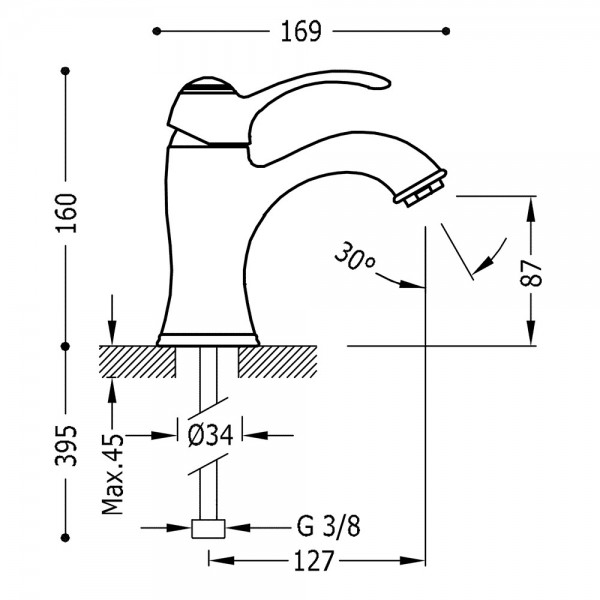 Mitigeur lavabo Laiton vieilli TRES-CLASIC - TRES 24210301LV - Vita Habitat