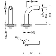 Adaptateur coudé baignoire/douche 2 unités avec silencieux - TRES 29987001