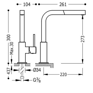 Mitigeur évier avec bec extractible - TRES 50643703