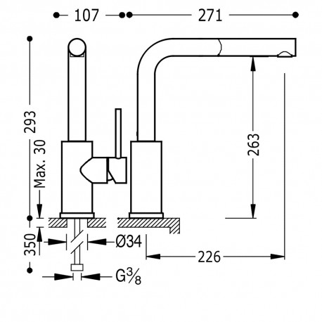 Mitigeur évier avec bec extractible - TRES 56243703