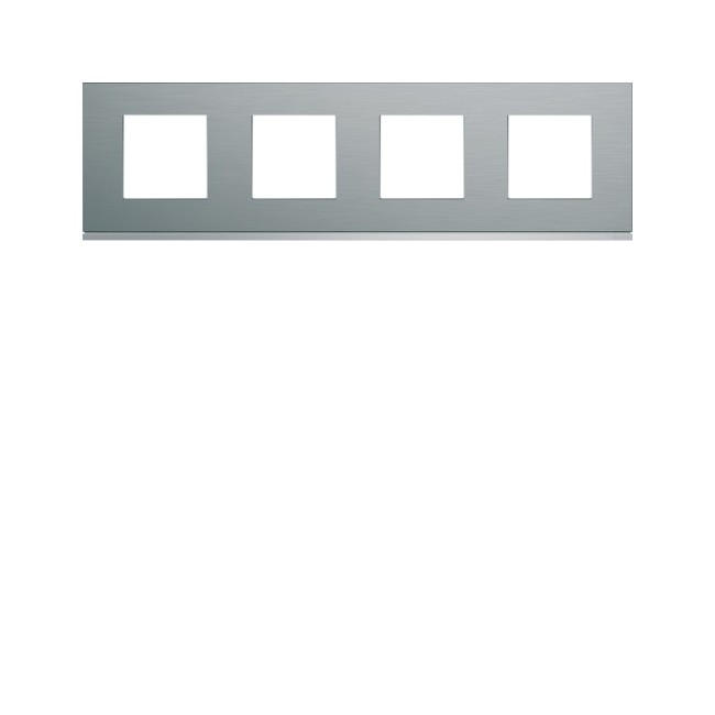 Plaque 4P H71 bright inox - APPAREILLAGE MURAL GALLERY HAGER WXP4214