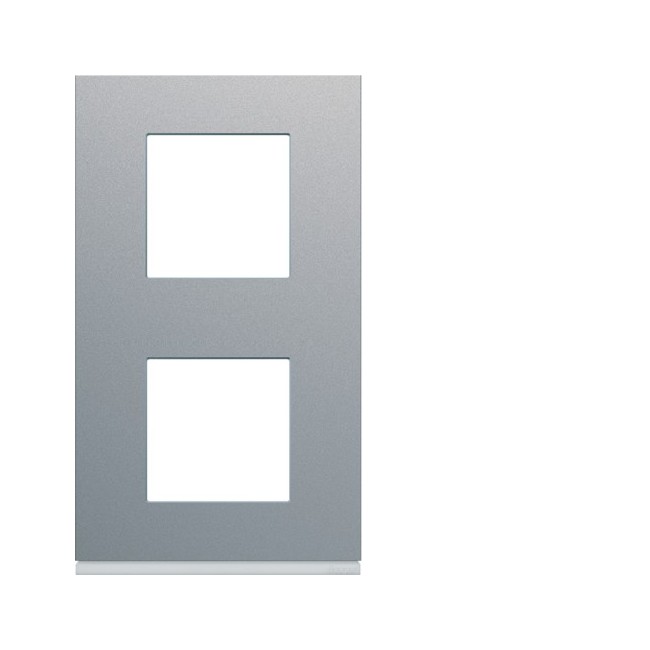 Plaque 2P V71 titane - APPAREILLAGE MURAL GALLERY HAGER WXP0142