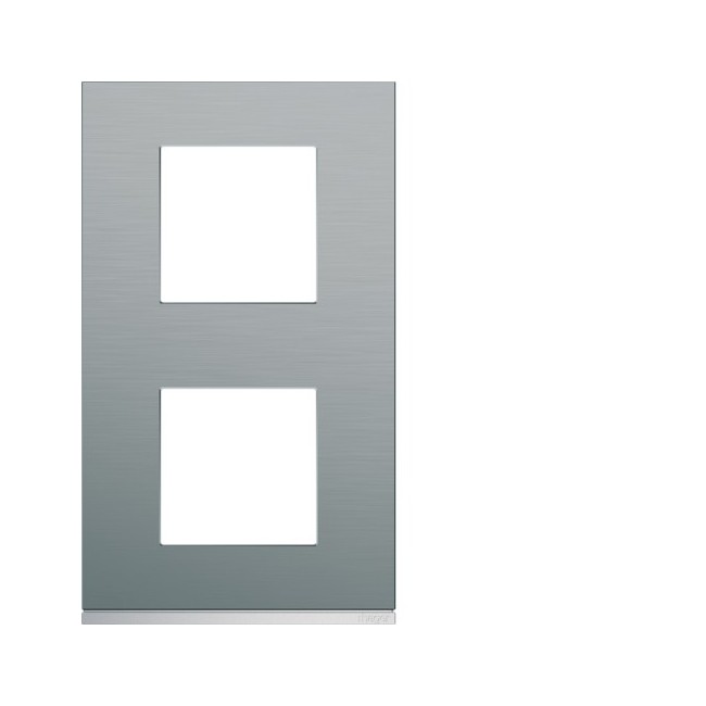 Plaque 2P V71 bright inox - APPAREILLAGE MURAL GALLERY HAGER WXP4242