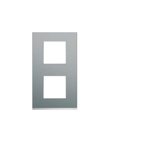 Plaque 2P V71 bright inox - APPAREILLAGE MURAL GALLERY HAGER WXP4242