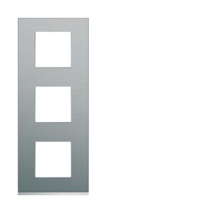 Plaque 3P V71 bright inox - APPAREILLAGE MURAL GALLERY HAGER WXP4243