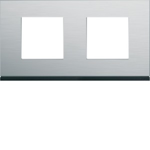 Plaque 2P H71 natural alu - APPAREILLAGE MURAL GALLERY HAGER WXP4312