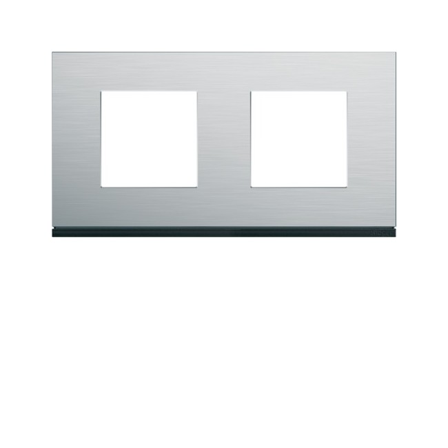 Plaque 2P H71 natural alu - APPAREILLAGE MURAL GALLERY HAGER WXP4312