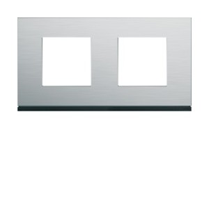 Plaque 2P H71 natural alu - APPAREILLAGE MURAL GALLERY HAGER WXP4312