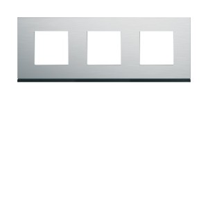 Plaque 3P H71 natural alu - APPAREILLAGE MURAL GALLERY HAGER WXP4313