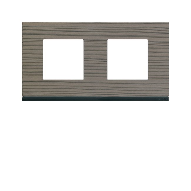 Plaque 2P H71 grey wood - APPAREILLAGE MURAL GALLERY HAGER WXP4812