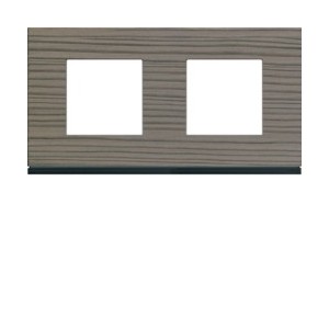 Plaque 2P H71 grey wood - APPAREILLAGE MURAL GALLERY HAGER WXP4812