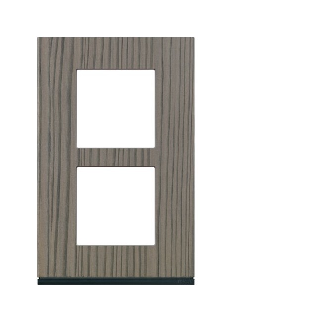 Plaque 2P V57 grey wood - APPAREILLAGE MURAL GALLERY HAGER WXP4822