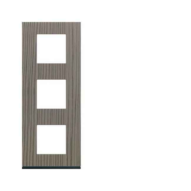 Plaque 3P V71 grey wood - APPAREILLAGE MURAL GALLERY HAGER WXP4843