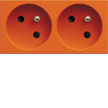 PC dble goul. 2P+T 16A orange - APPAREILLAGE MURAL GALLERY HAGER WXF422E